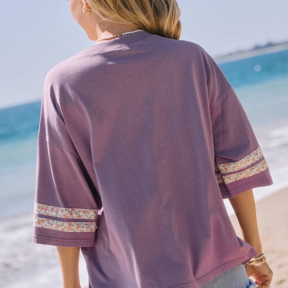 Oddi Plus Acid Washed Clover Short Sleeve Top Dark Lavender - Picture 4 of 4